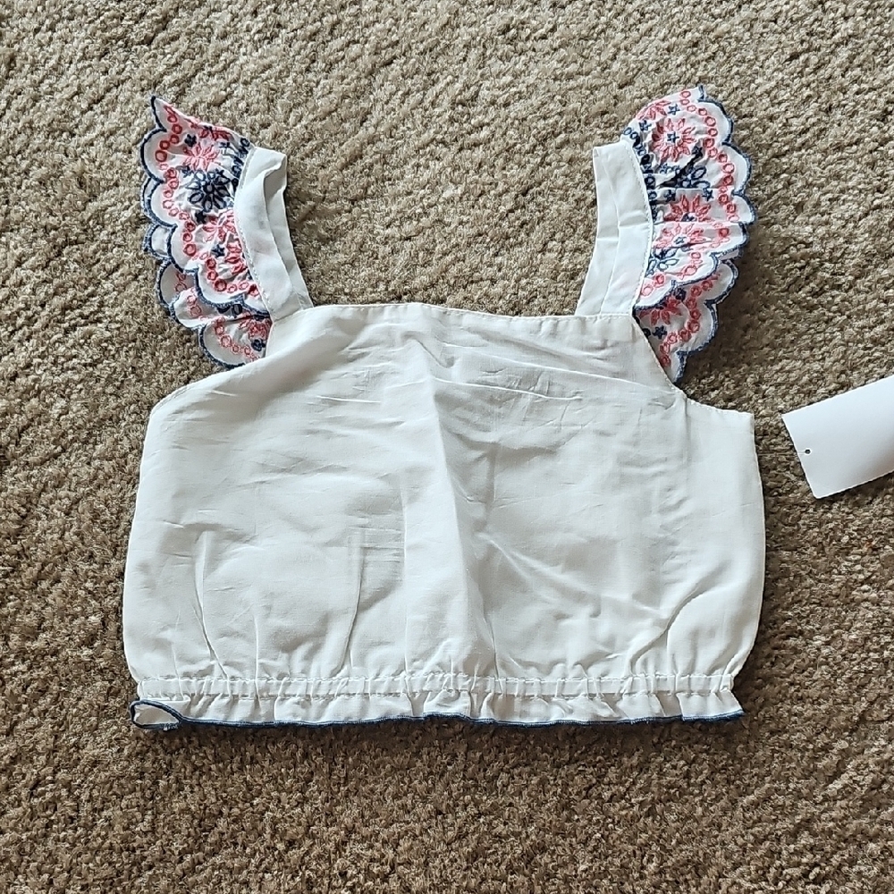 Sammy + Nat White Ruffle Eyelet Tank Top 18-24 Months
